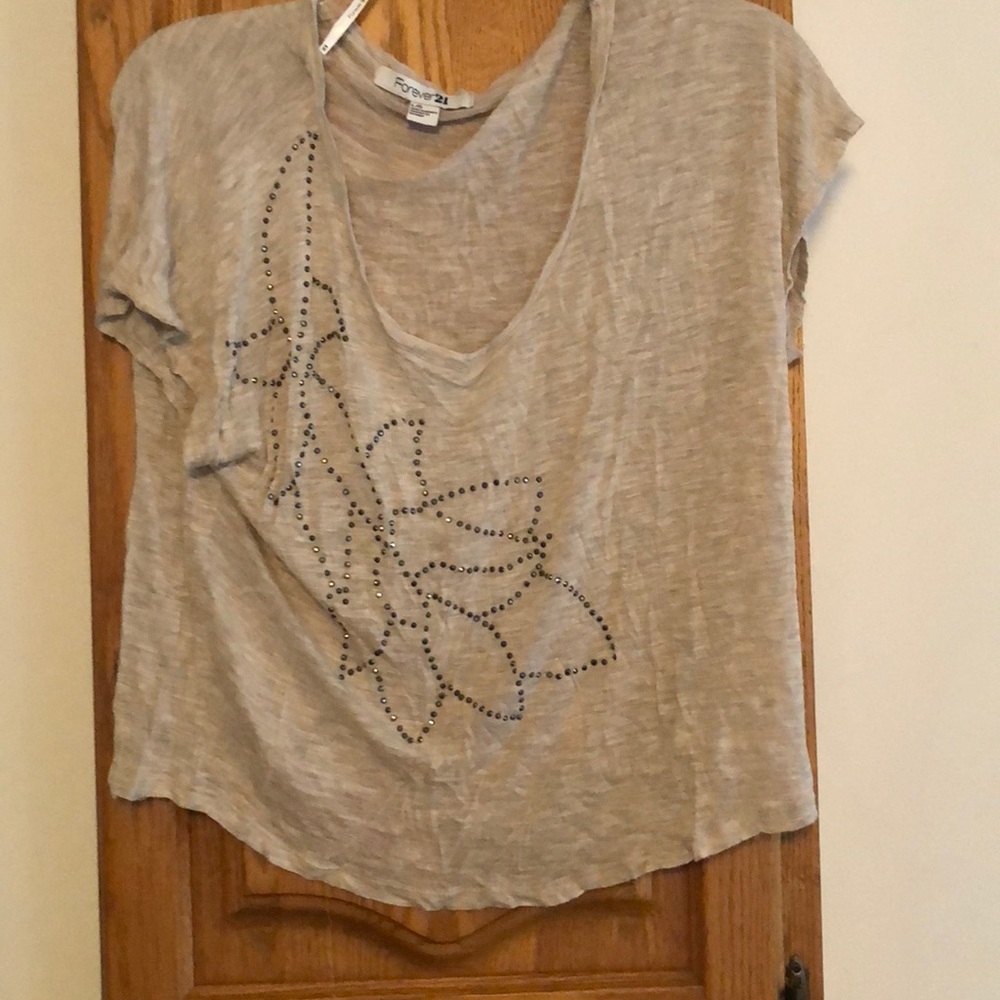 TAN FLOWER CROP TOP